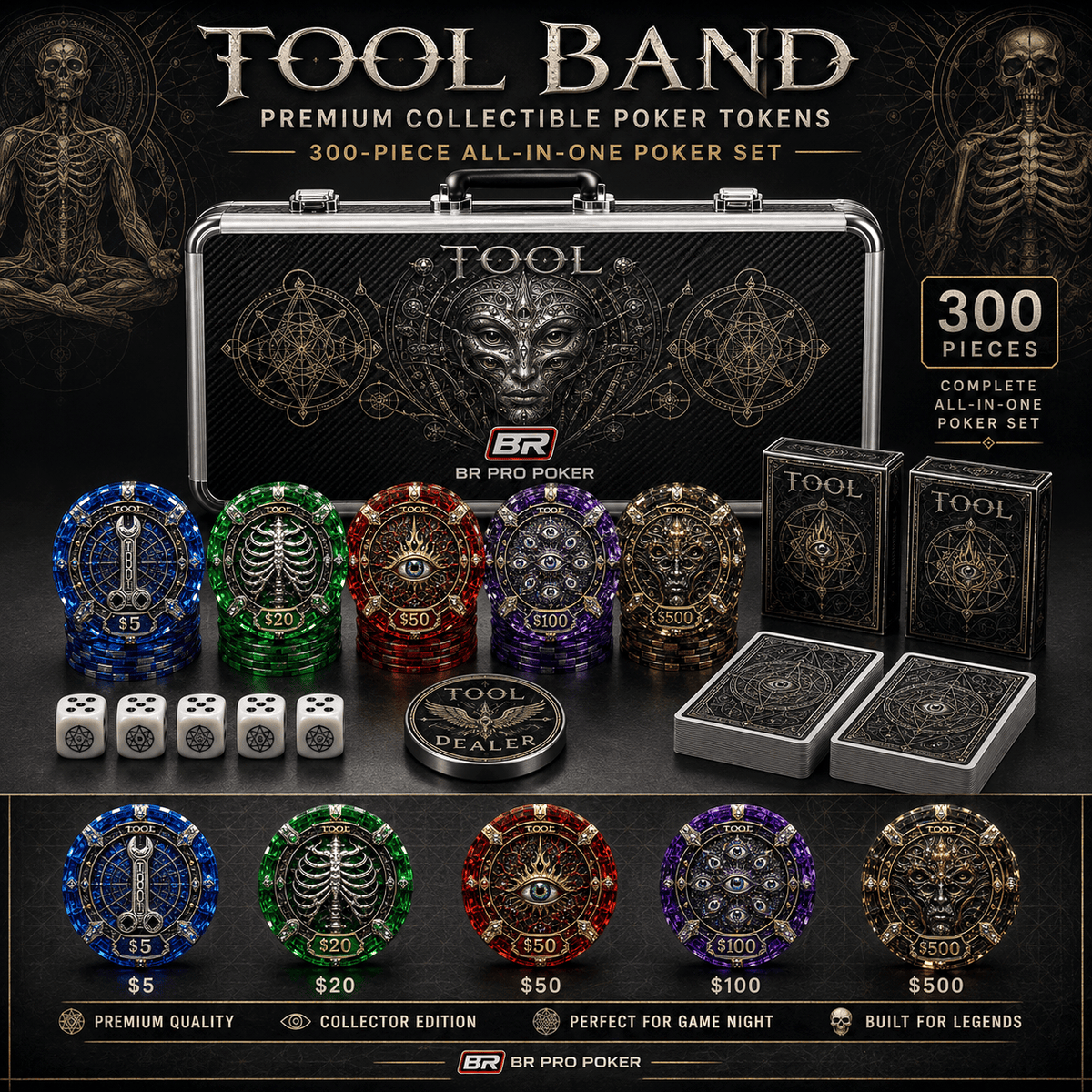 Premium TOOL Collectible Poker Tokens Set LNTH
